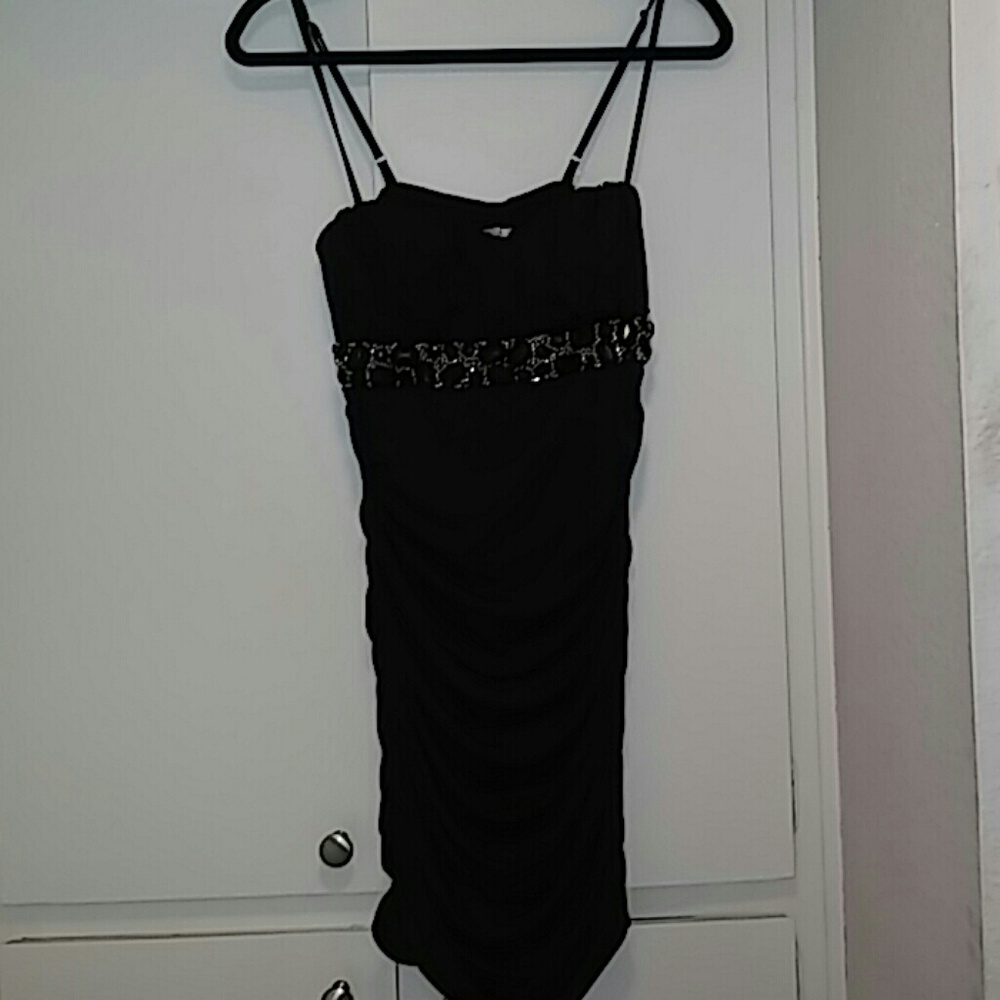 Black cocktail mini dress with bling